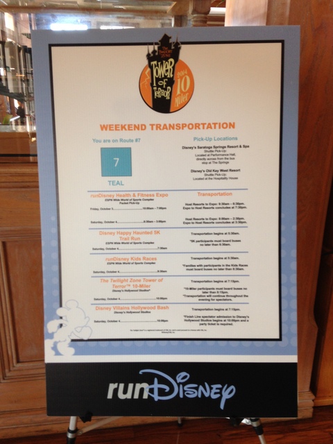 Tip: Take a picture of the runDisney schedule in your resort's lobby!